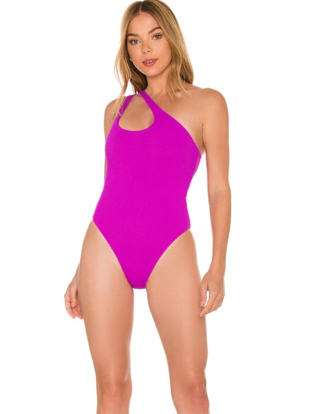 L*SPACE LSPACE x Revolve Phoebe Magenta Pink One Shoulder One Piece Swim Size 12